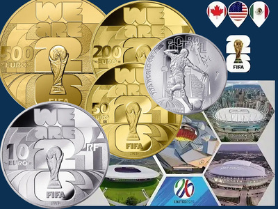Монеты Франции к Чемпионату мира по футболу 2026: 10, 50, 200 и 500 евро 2025 Монеты Франции к Чемпионату мира по футболу 2026: 10, 50, 200 и 500 евро 2025