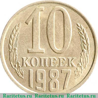 Реверс монеты 10 копеек 1987 года  