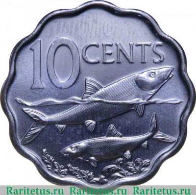 Реверс монеты 10 центов (cents) 2007 года   Багамы