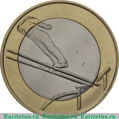 Реверс монеты 5 евро (euro) 2016 года  прыжки с трамплина Финляндия