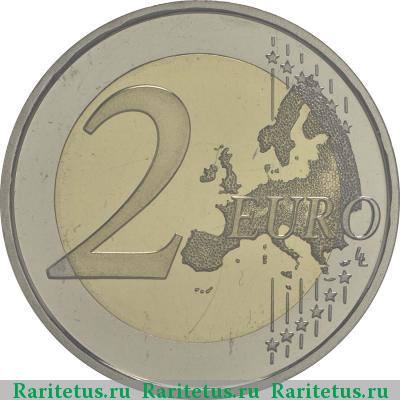 Реверс монеты 2 евро (euro) 2014 года  20 лет членства Андорра