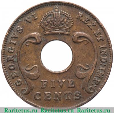 5 центов (cents) 1941 года I  Британская Восточная Африка
