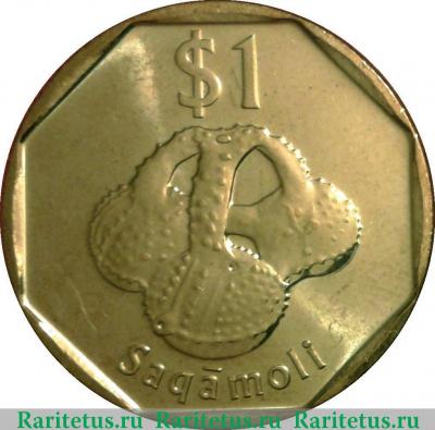 Реверс монеты 1 доллар (dollar) 2012 года   Фиджи