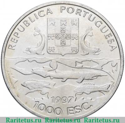 1000 эскудо (escudos) 1997 года  100 лет экспедициям Португалия