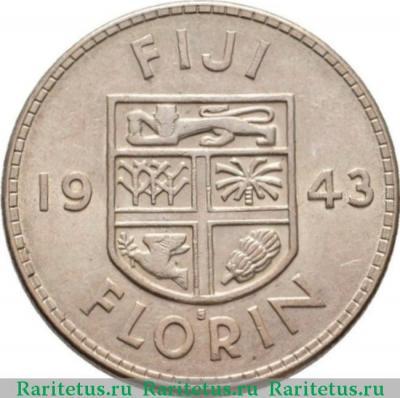 Реверс монеты 1 флорин (florin) 1943 года   Фиджи