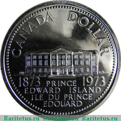 Реверс монеты 1 доллар (dollar) 1973 года  остров Канада