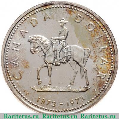 Реверс монеты 1 доллар (dollar) 1973 года  полиция Канада