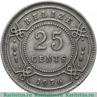 Реверс монеты 25 центов (cents) 1976 года   Белиз