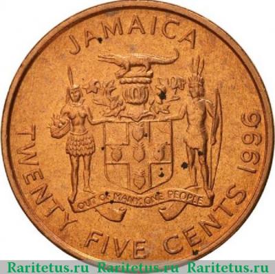 25 центов (cents) 1996 года   Ямайка