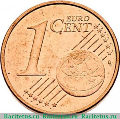 Реверс монеты 1 евро цент (евроцент, euro cent) 2001 года  Монако