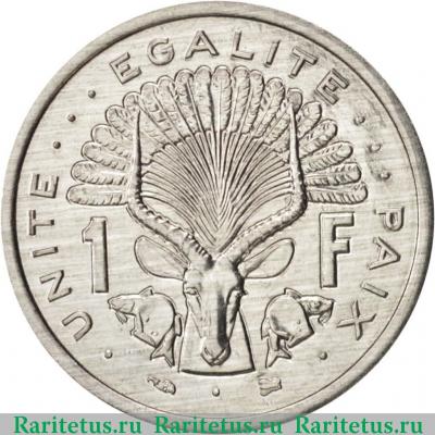 Реверс монеты 1 франк (franc) 1999 года   Джибути