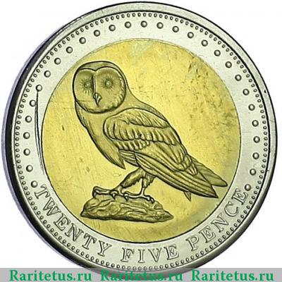 Реверс монеты 25 пенсов (pence) 2009 года  остров Гоф Тристан-да-Кунья