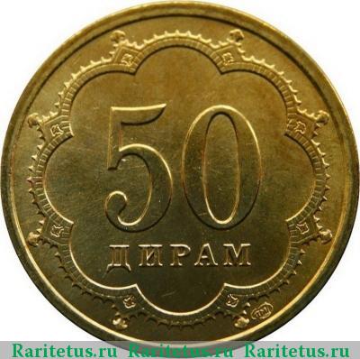 Реверс монеты 50 дирамов 2001 года  