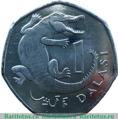 Реверс монеты 1 даласи (dalasi) 2008 года   Гамбия
