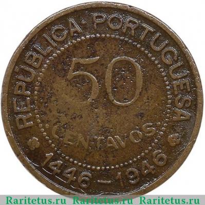 Реверс монеты 50 сентаво (centavos) 1946 года   Гвинея-Бисау