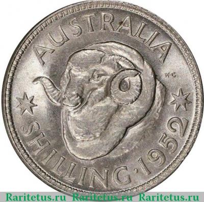 Реверс монеты 1 шиллинг (shilling) 1952 года   Австралия