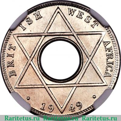 Реверс монеты 1/10 пенни (penny) 1949 года KN  Британская Западная Африка