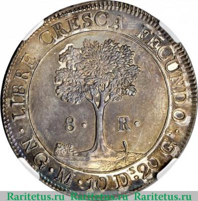Реверс монеты 8 реалов (reales) 1824 года   Соединённые Провинции Центральной Америки