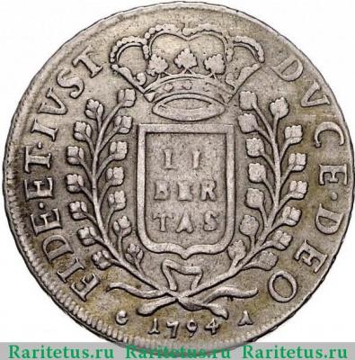 Реверс монеты 2 дуката (либертина, libertina) 1794 года   Республика Рагуза