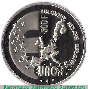 Реверс монеты 500 франков 2001 года   Бельгия