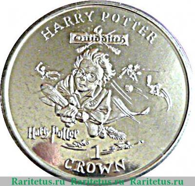 Реверс монеты 1 крона 2001 года   Остров Мэн