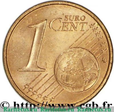 Реверс монеты 1 евроцент 2001-2005 годов   Монако