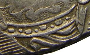 Деталь монеты 1 рубль 1730 года  параллелен, без фестонов