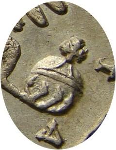 Деталь монеты 1 рубль 1731 года  с брошью, узорчатый