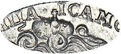 Деталь монеты 1 рубль 1734 года  голова меньше, 5 жемчужин