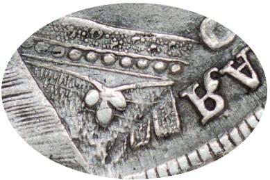 Деталь монеты 1 рубль 1734 года  две ленты