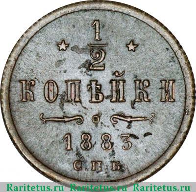 Реверс монеты 1/2 копейки 1883 года СПБ 