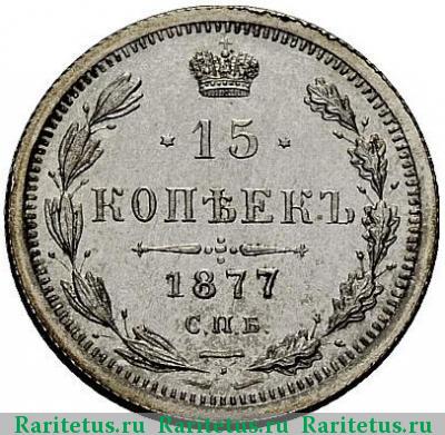 Реверс монеты 15 копеек 1877 года СПБ-НФ 