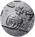 Деталь монеты полтина 1734 года  с кулоном, крест простой