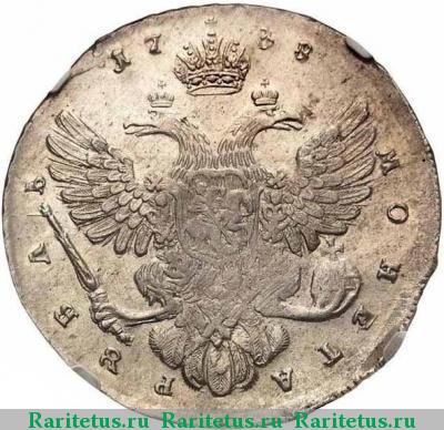 Реверс монеты 1 рубль 1738 года  5 жемчужин