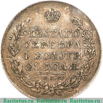 Реверс монеты 1 рубль 1828 года СПБ-НГ 
