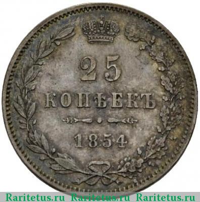 Реверс монеты 25 копеек 1854 года MW корона малая
