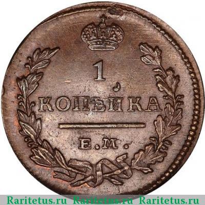Реверс монеты 1 копейка 1827 года ЕМ-ИК 