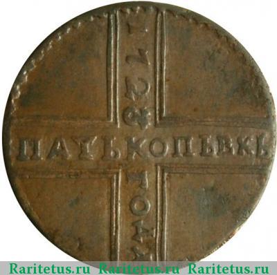 Реверс монеты 5 копеек 1723 года  дата сверху вниз