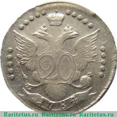 Реверс монеты 20 копеек 1784 года СПБ 