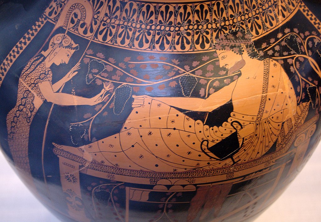 Краснофигурное изображение на амфоре Андокида. Геракл и Афина. Ок. 520-510 гг. до н. э. Государственное античное собрание. Мюнхен