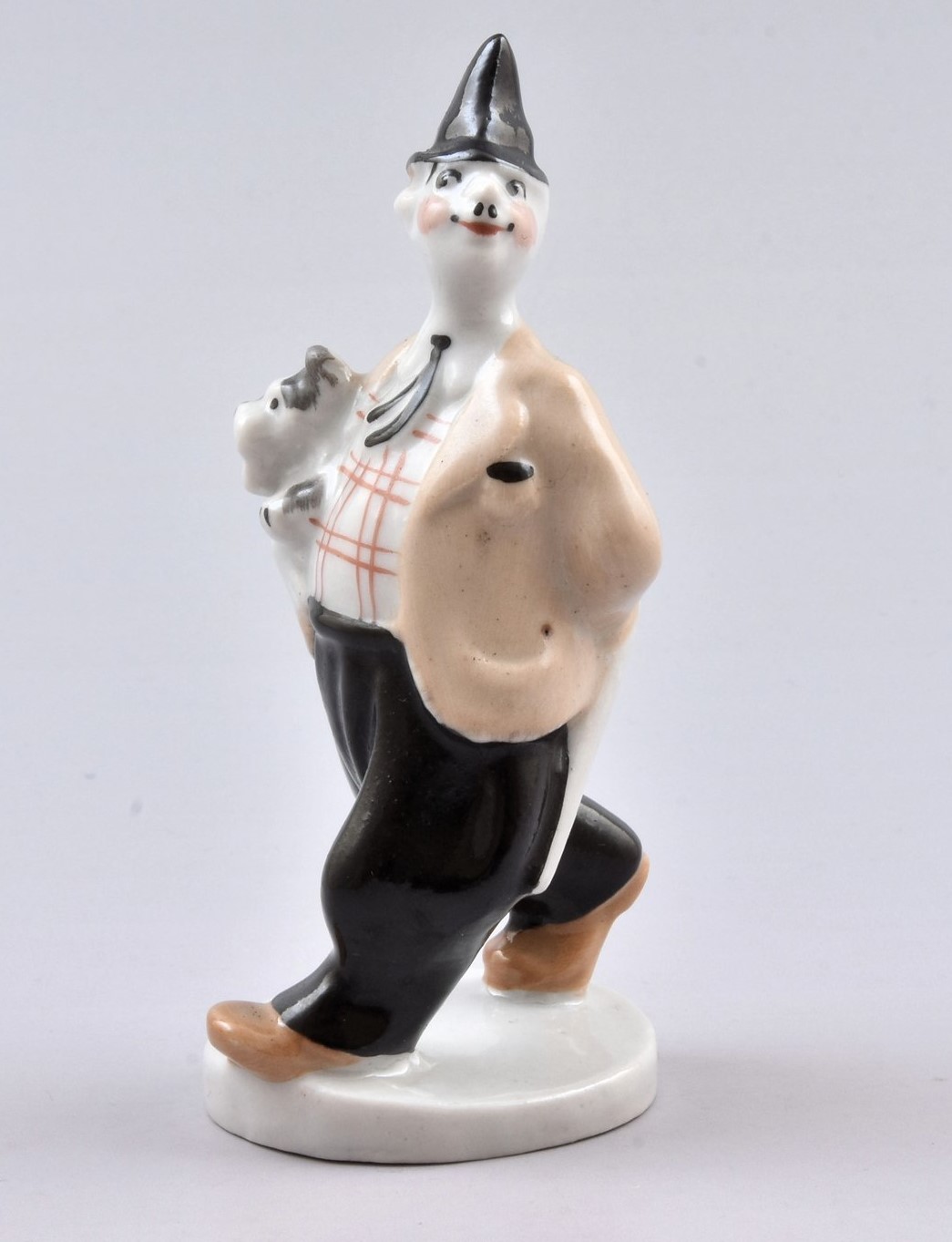 Статуэтка клоун Карандаш с собакой Кляксой фарфор СССР артель Прогресс автор модели А Г Траугот 50е годы
