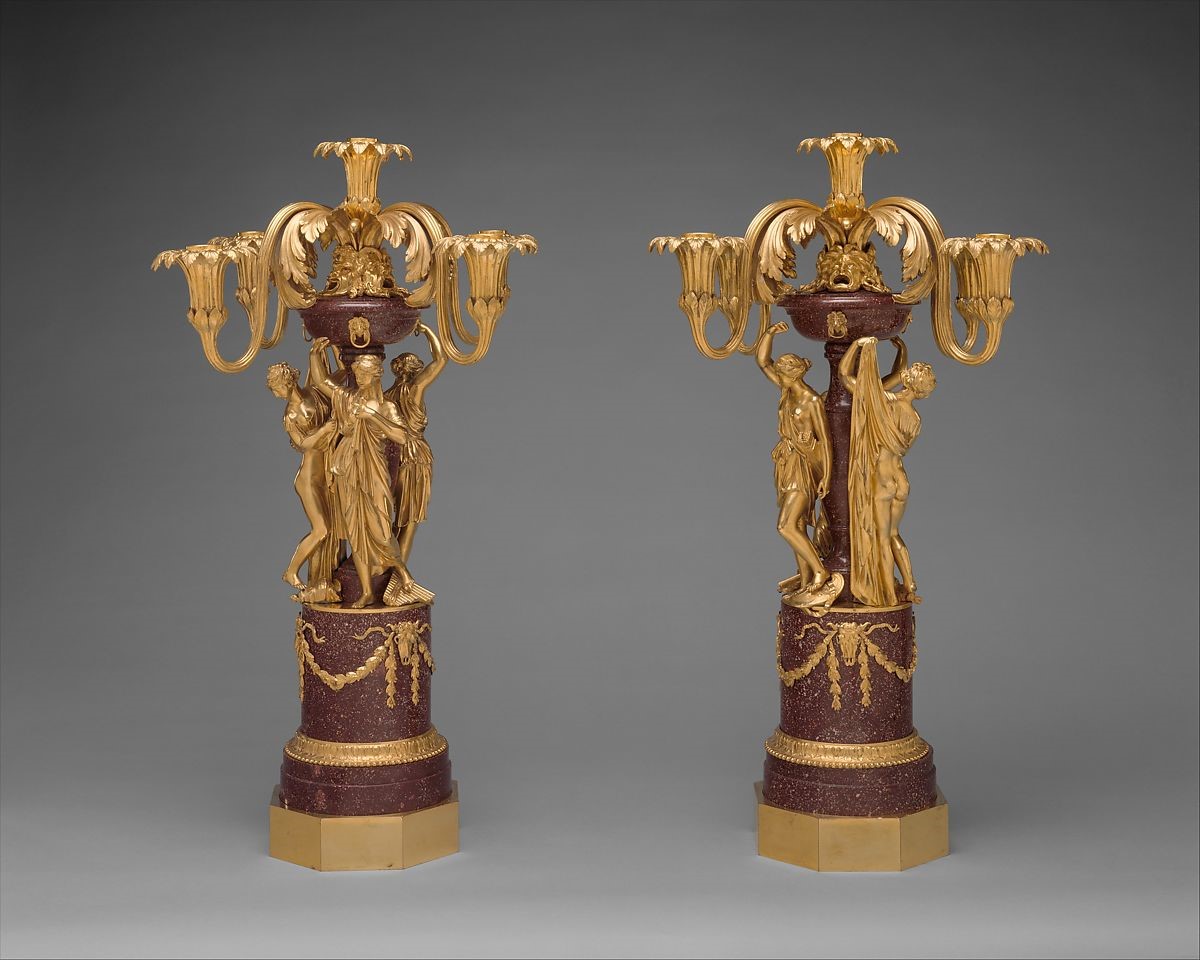 Пара канделябров с пятью лампами, 1774 г., Луиджи Валадье