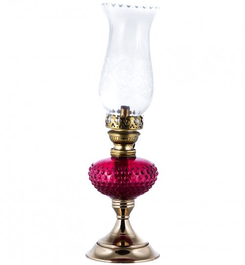 Лампа керосиновая настольная, стекло, латунь, Германия, 1900-1920 гг. 