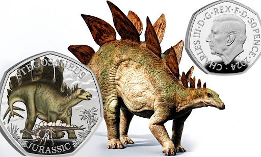Монета 50 пенсов 2024 года «Стегозавр» 