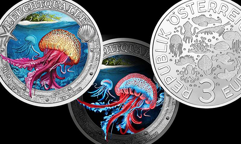 Монета «Светящаяся медуза» 3 евро 2024 года