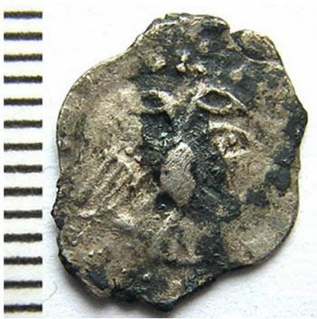 Тверская серебряная монета с изображением двуглавого орла. Предположительно – князя Михаила Борисовича (кн. 1461-1485).