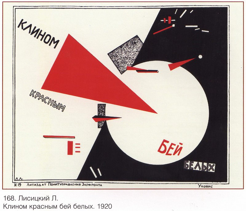 Плакат «Клином красным бей белых», Л.М. Лисицкий, 1920