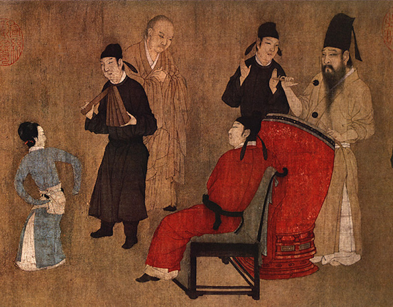Китайский барабанщик играет танцующей женщине. Свиток периода империи Сун