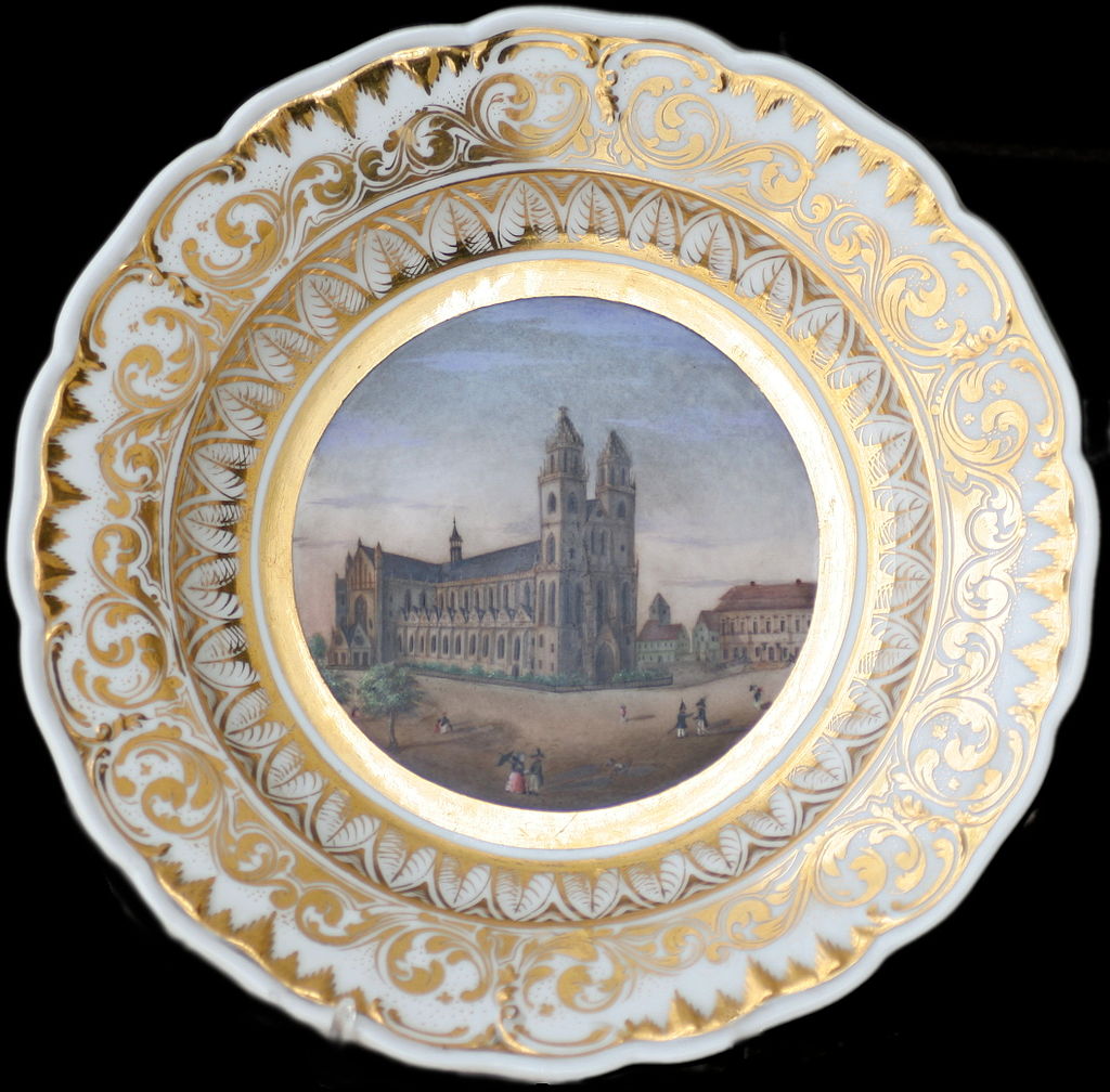 Декоративная тарелка с Магдебургским собором 1844 1