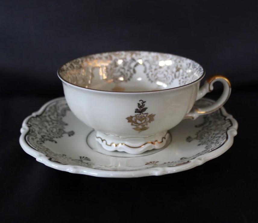 6 set Vintage porcelain cup and saucer German Mitterteich Bavaria 1940е